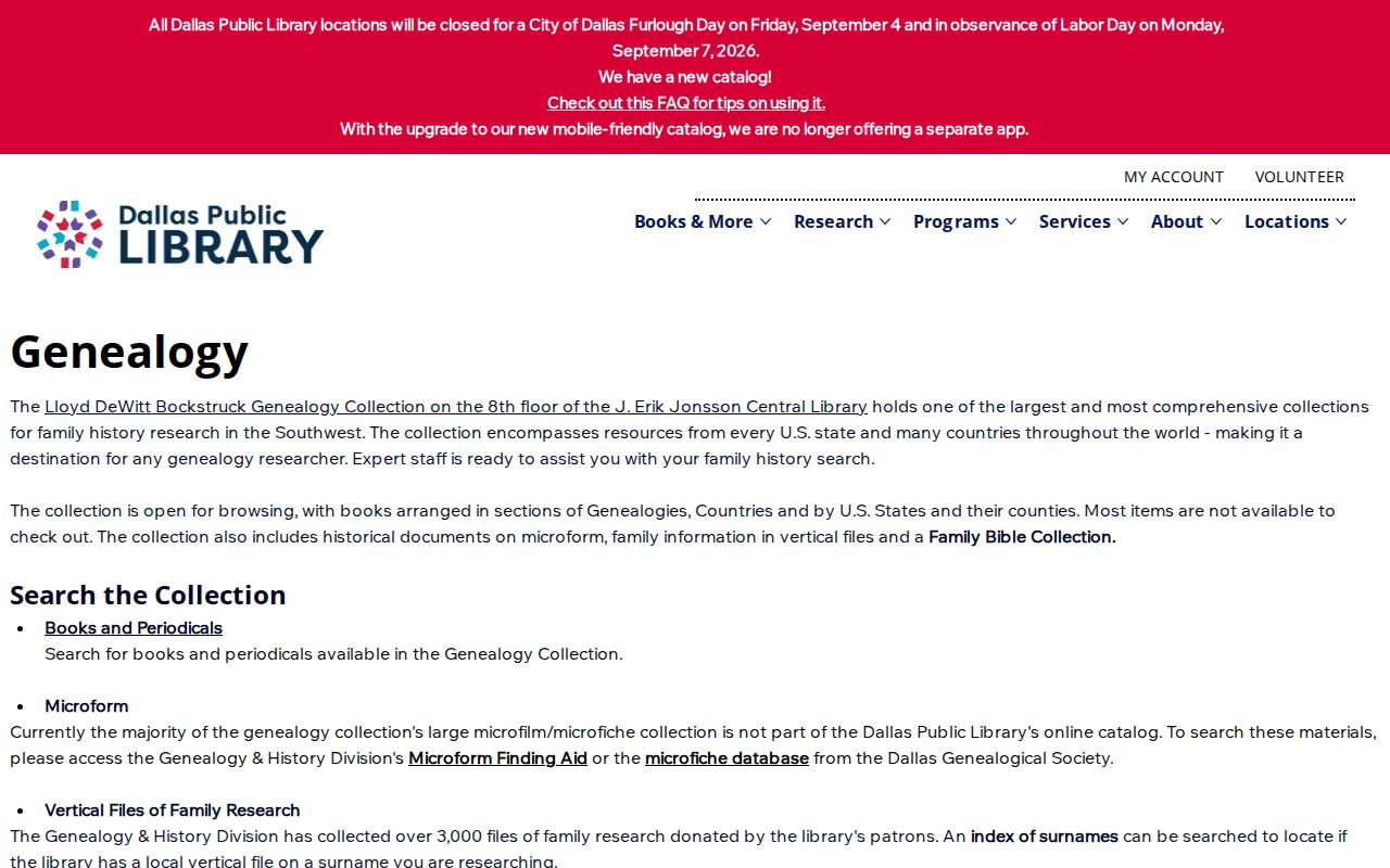 Rowlett city directory genealogy resources at Dallas Public Library