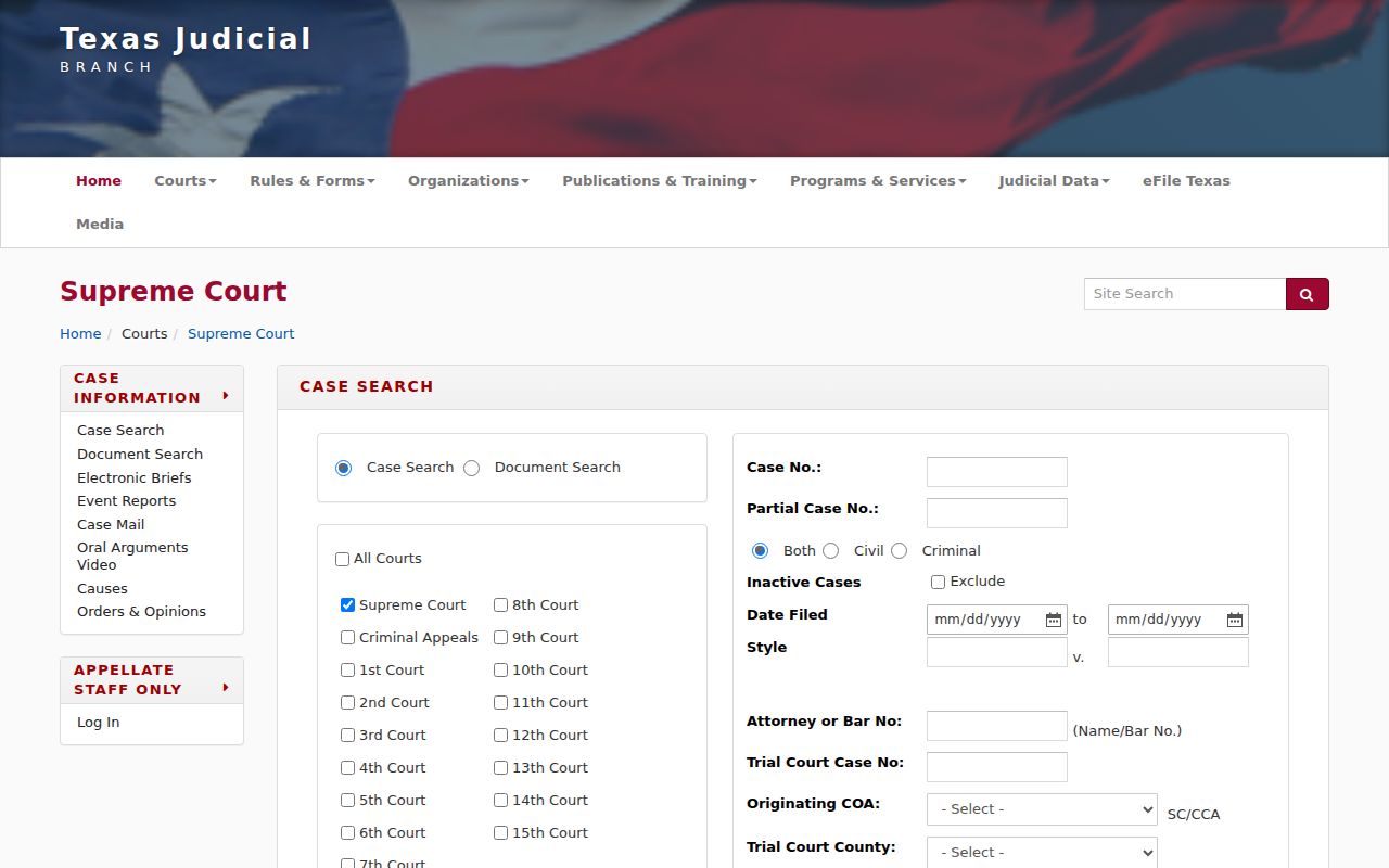 Rowlett resident lookup court search interface for Re:SearchTX and TAMES