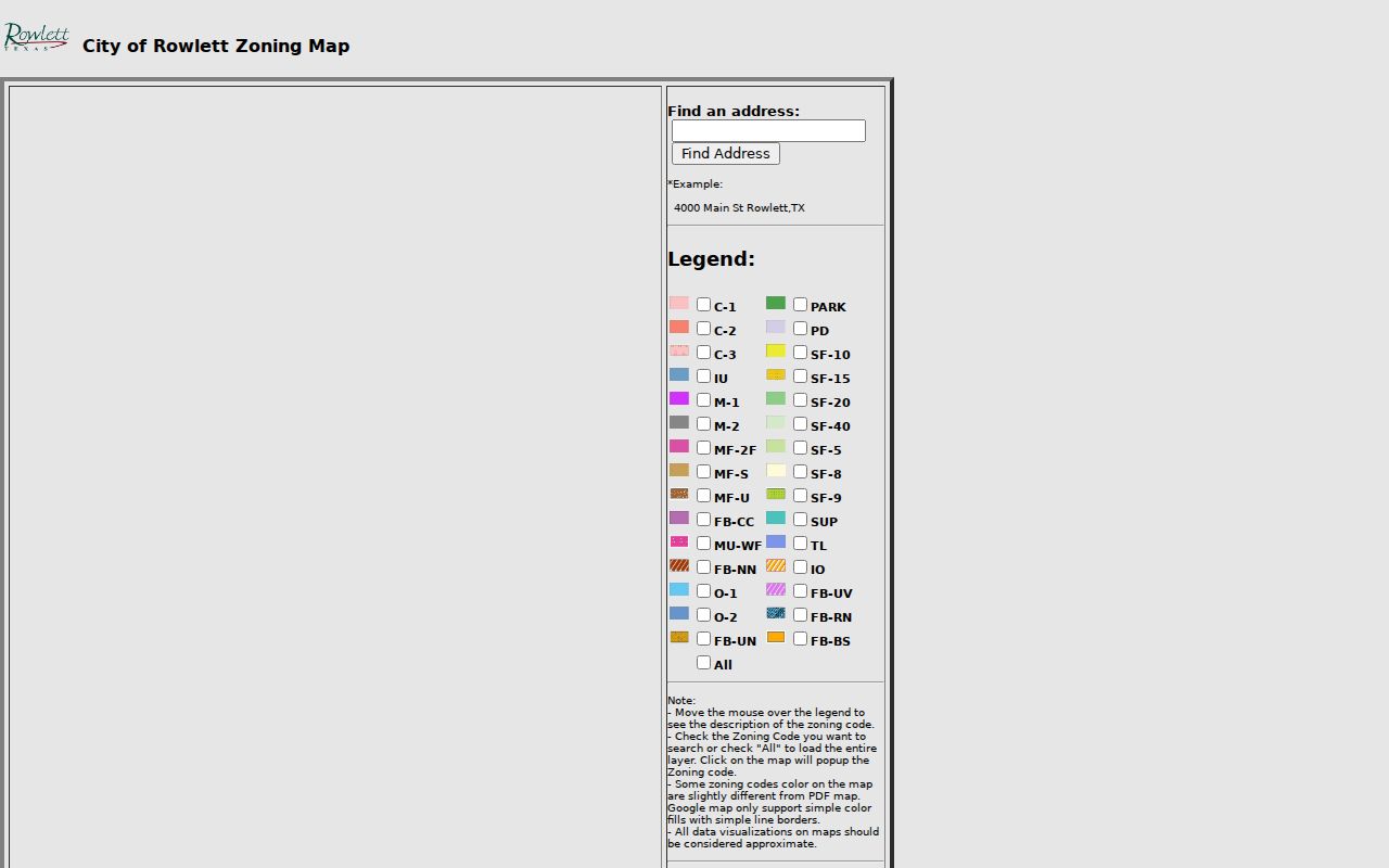 Rowlett street directory zoning map address search